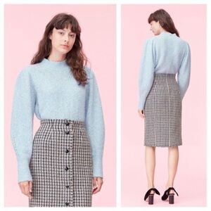 Rebecca Taylor Optic Tweed Pullover Sweater Carolina Blue  - 18813